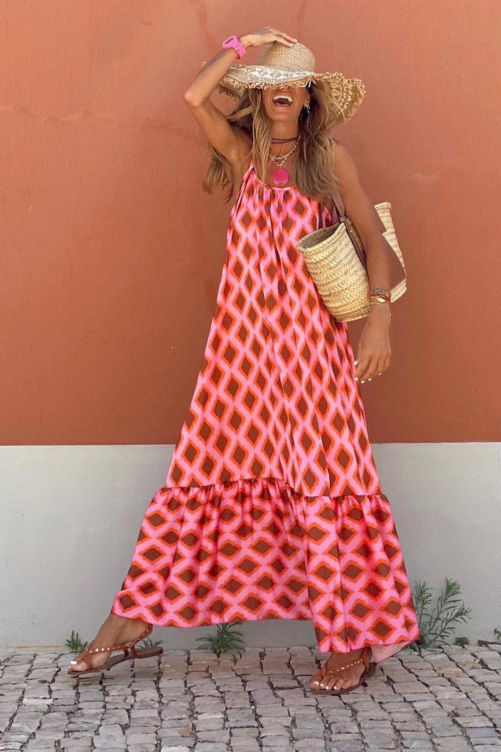 Geometrische Print Maxi-Jurk Zonder Mouwen - Maxi Dresses - Jurkjes.co