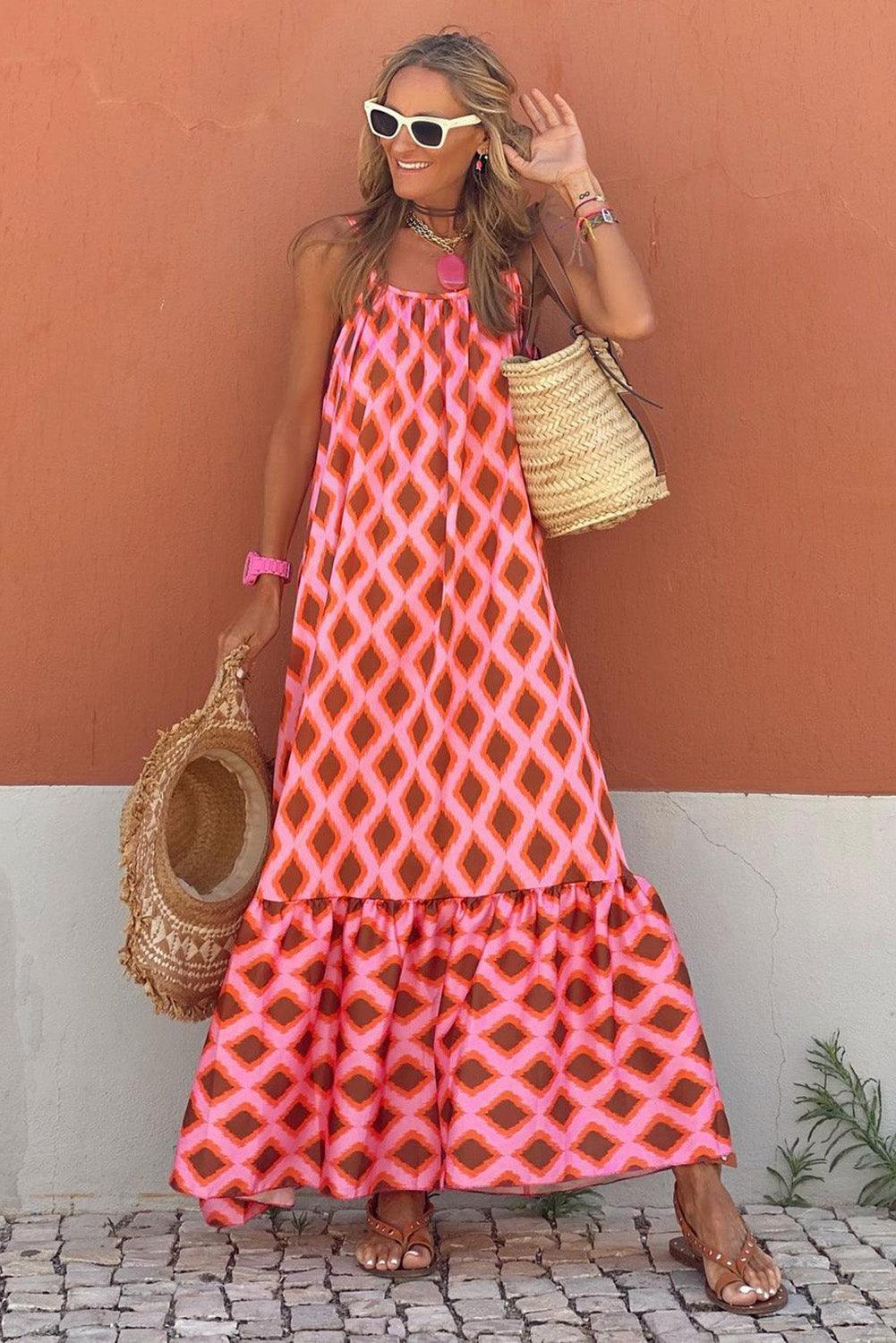 Geometrische Print Maxi-Jurk Zonder Mouwen - Maxi Dresses - Jurkjes.co