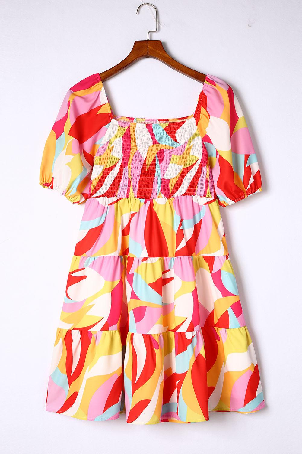 Geometrische Smock Babydoll Jurk - Mini Dresses - Jurkjes.co