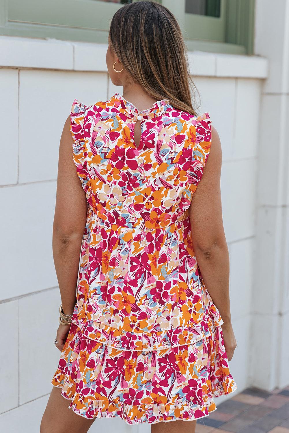 Geraffelde Bloemenjurk met Volants - Floral Dresses - Jurkjes.co