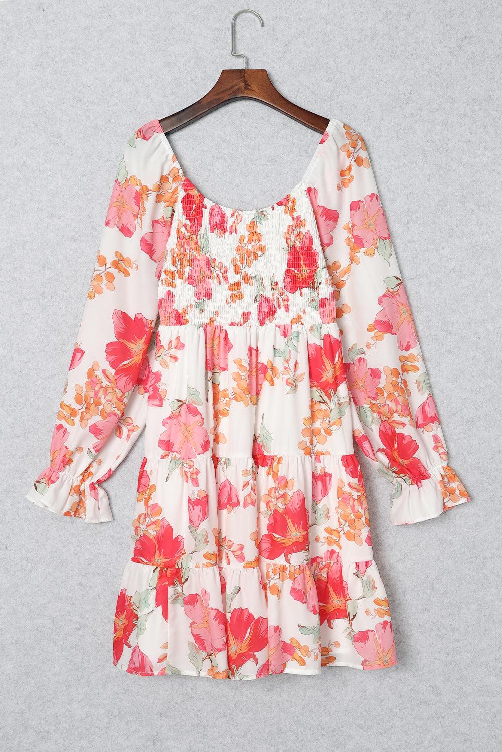 Gesmokte Bloemenjurk met Tiers - Floral Dresses - Jurkjes.co