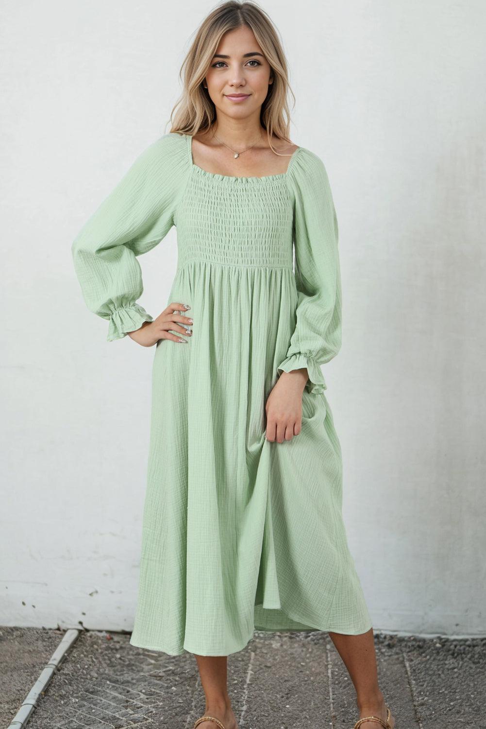 Gestreepte Empire Maxi Jurk met Volant Mouwen - Maxi Dresses - Jurkjes.co