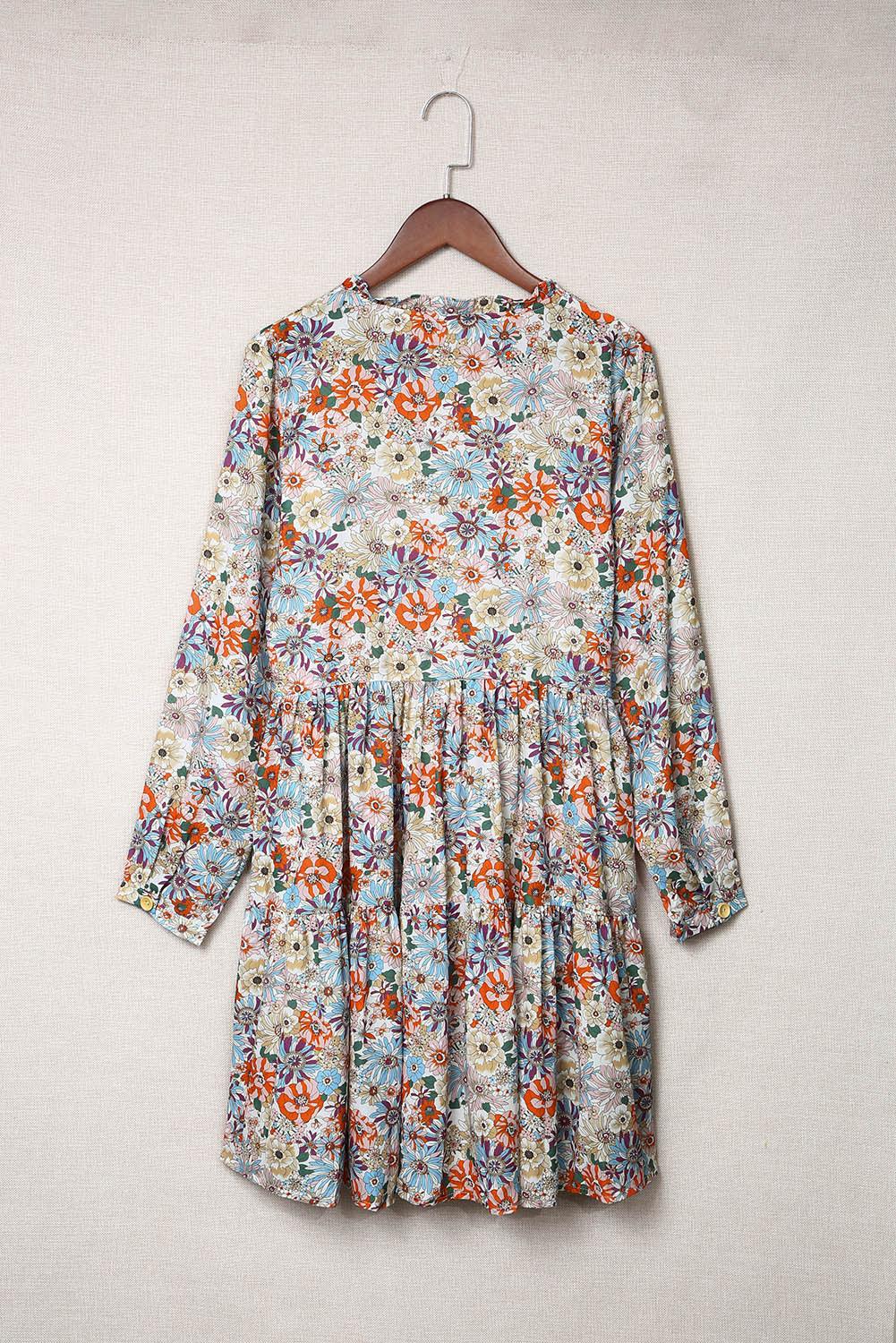 Gestreepte Overhemdjurk met Bloemen - Floral Dresses - Jurkjes.co