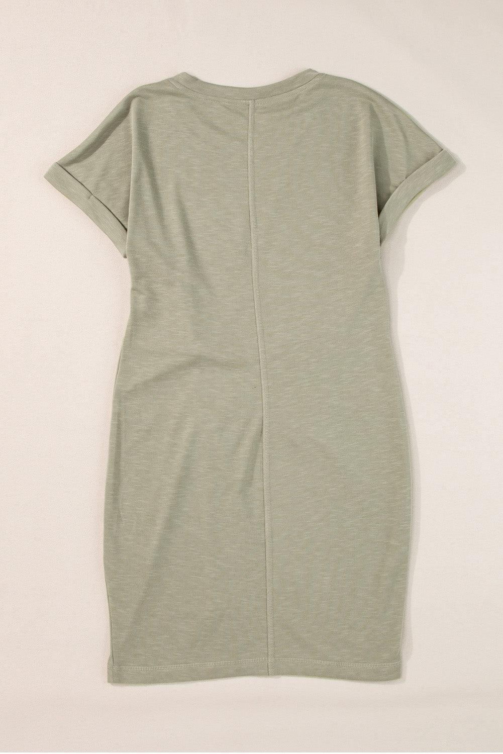 Gevouwen Mouw Twist Mini Jurk - T Shirt Dresses - Jurkjes.co