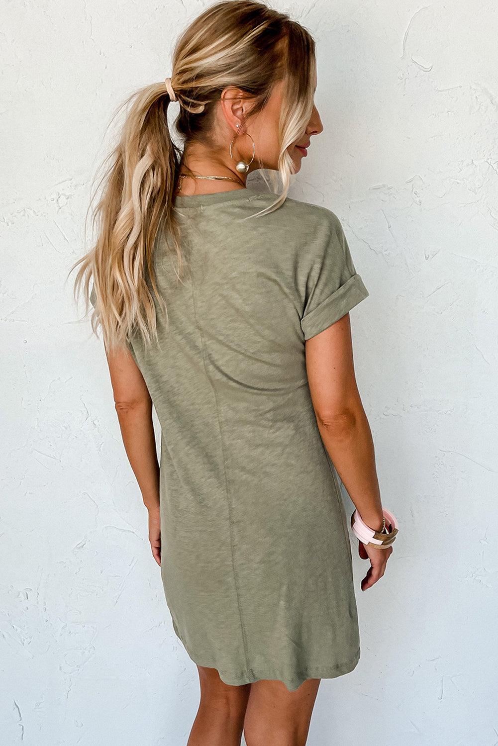 Gevouwen Mouw Twist Mini Jurk - T Shirt Dresses - Jurkjes.co