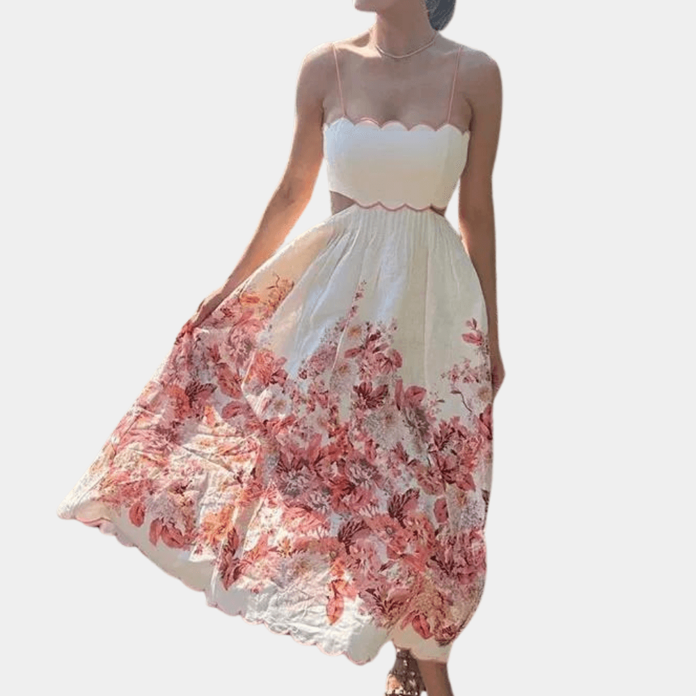 Halterjurk met Bloemenprint - CB - Dresses - Jurkjes.co