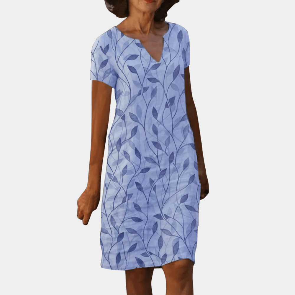 Korte Jurk met Bladprint - Women Summer Dress - Jurkjes.co