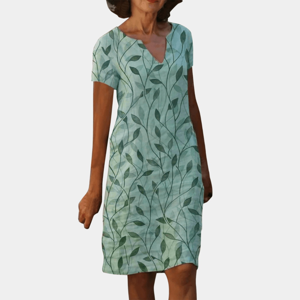 Korte Jurk met Bladprint - Women Summer Dress - Jurkjes.co