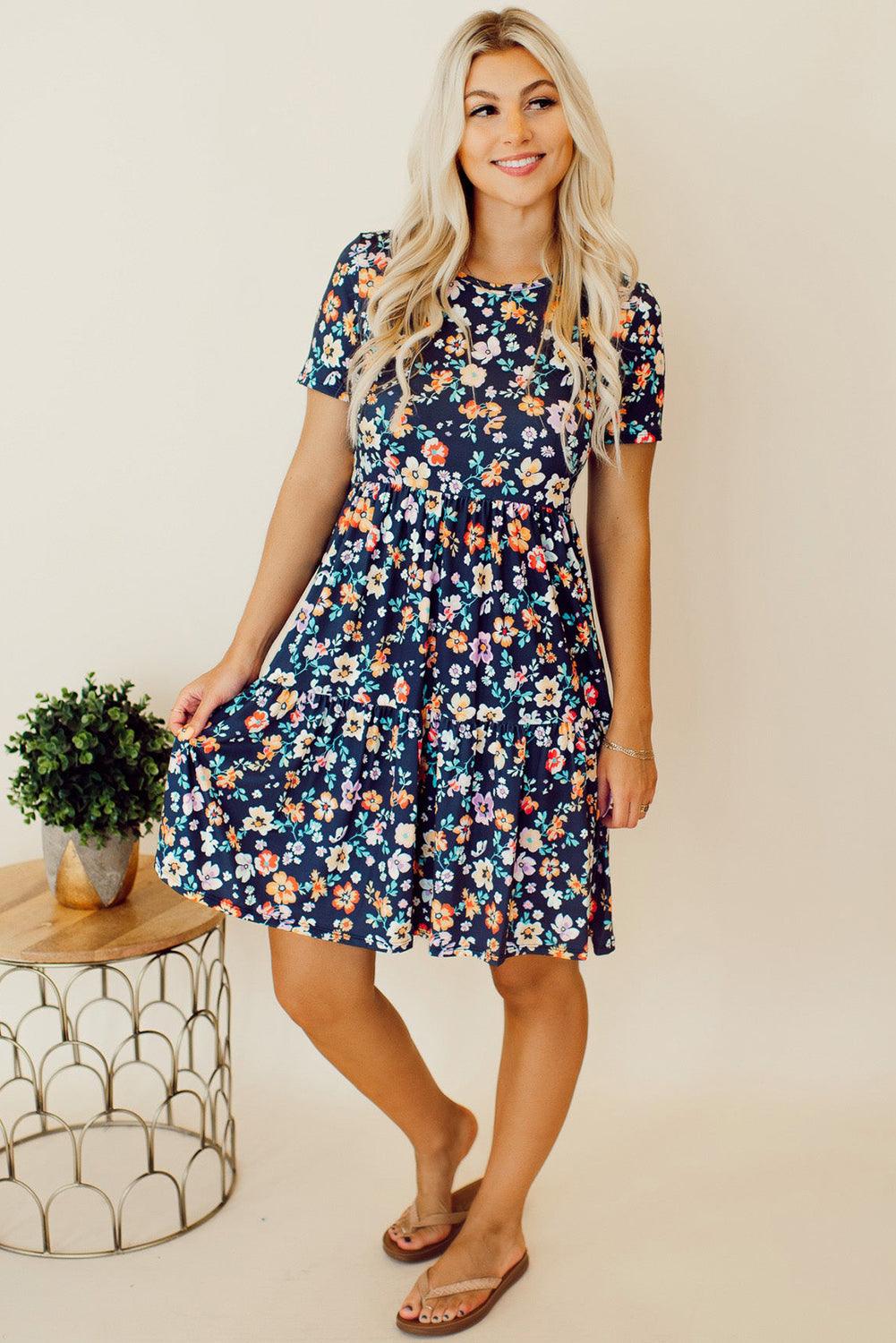 Korte Mouw A-lijn Bloemenjurk - Floral Dresses - Jurkjes.co