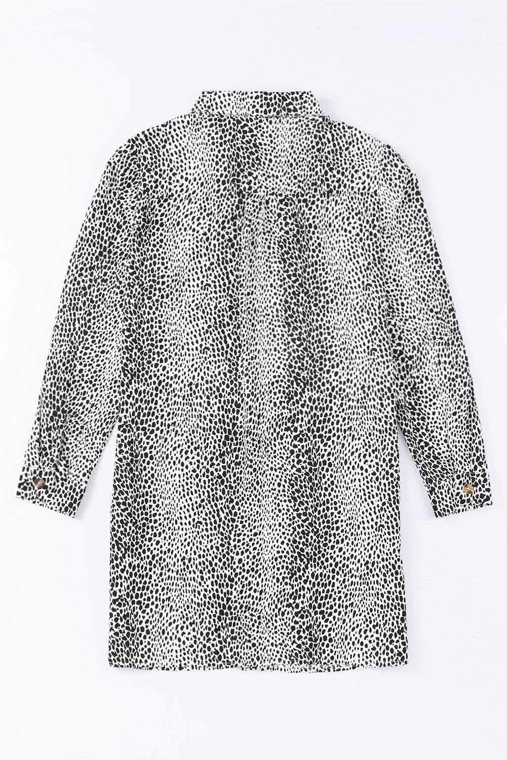 Lange Mouwen Panterprint Jurk-shirt - Mini Dresses - Jurkjes.co