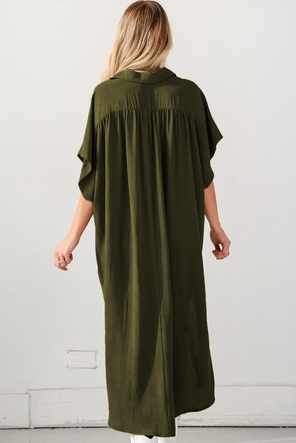 Losvallende High Low Shirtjurk met Korte Mouwen - Maxi Dresses - Jurkjes.co