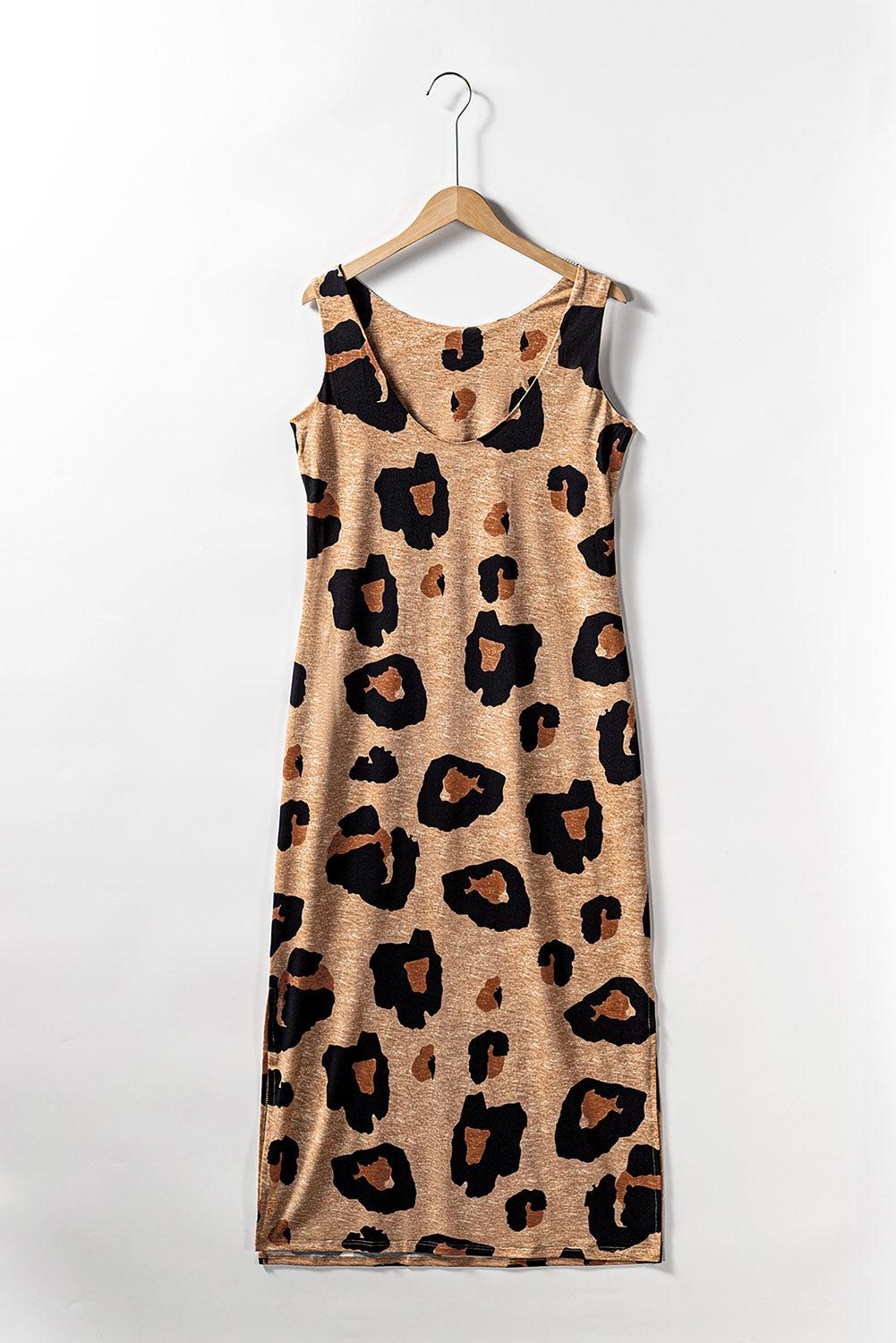 Luipaardprint Maxi-Jurk met Open Rug - Maxi Dresses - Jurkjes.co