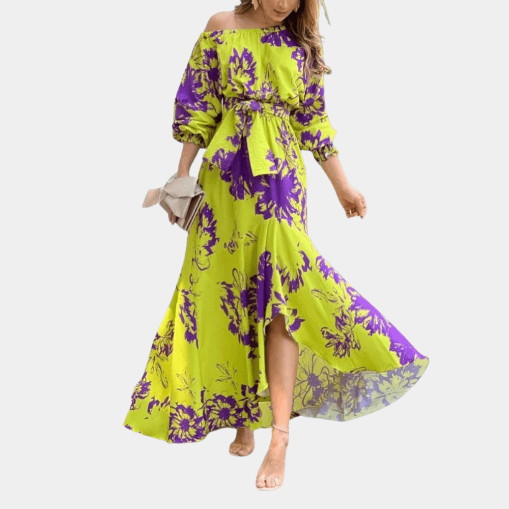 Maxi Jurk met Bloemenprint en Ceintuur - CB - Dresses - Jurkjes.co