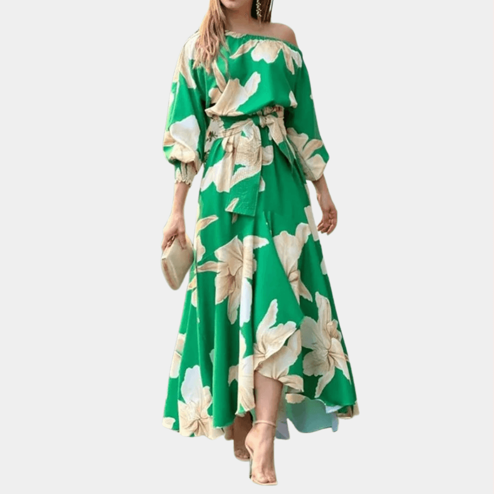 Maxi Jurk met Bloemenprint en Ceintuur - CB - Dresses - Jurkjes.co