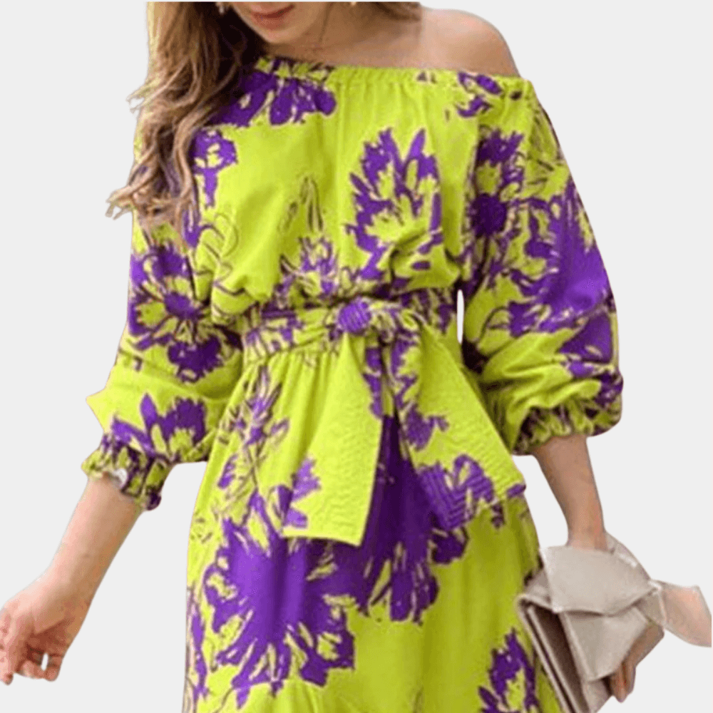 Maxi Jurk met Bloemenprint en Ceintuur - CB - Dresses - Jurkjes.co