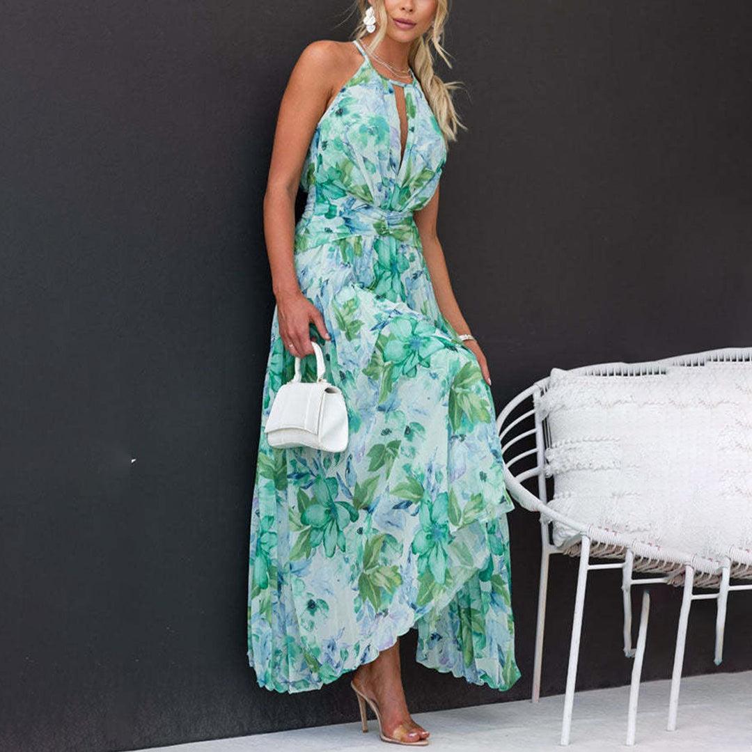 Maxi Jurk met Bloemenprint en Plooien - Dresses - Jurkjes.co