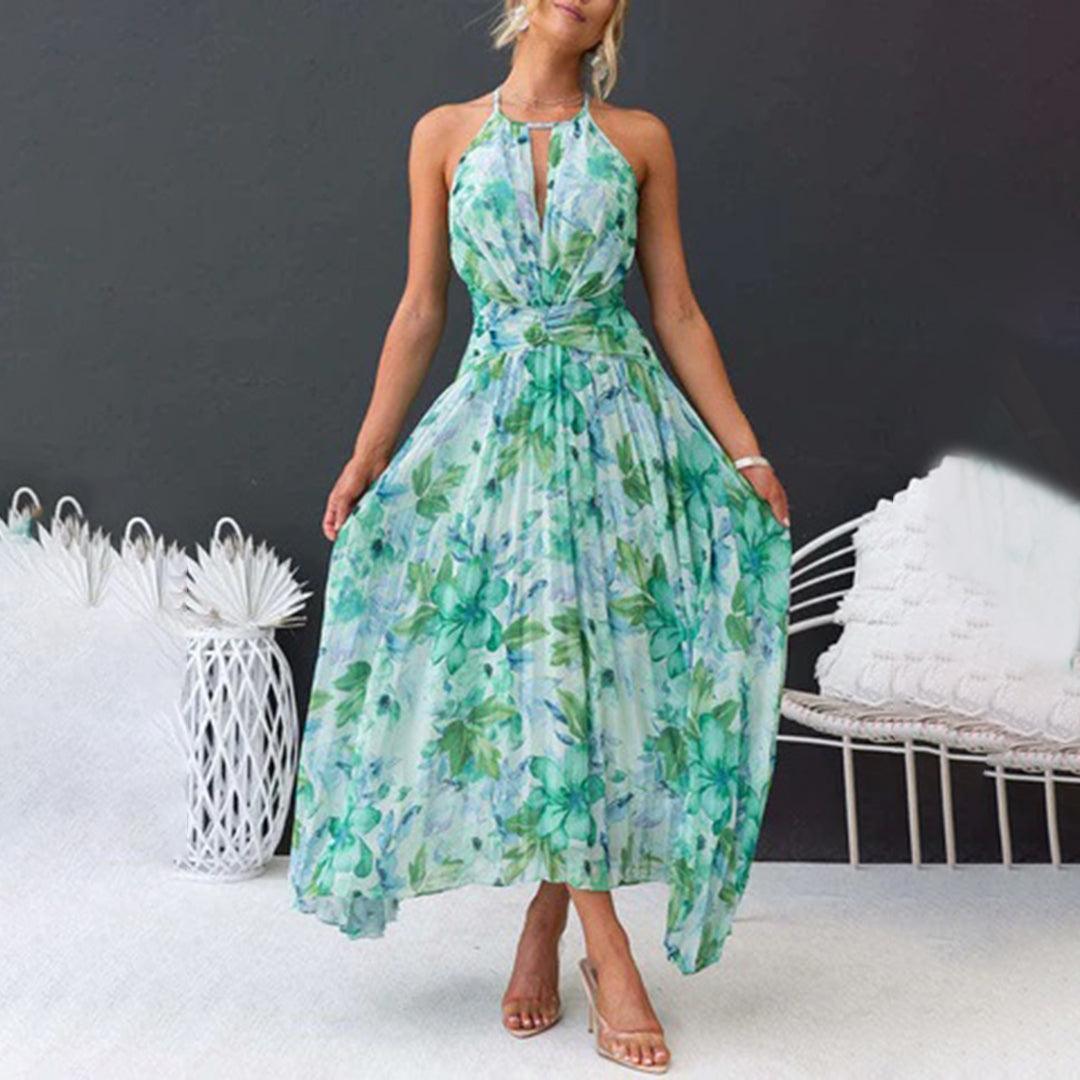 Maxi Jurk met Bloemenprint en Plooien - Dresses - Jurkjes.co