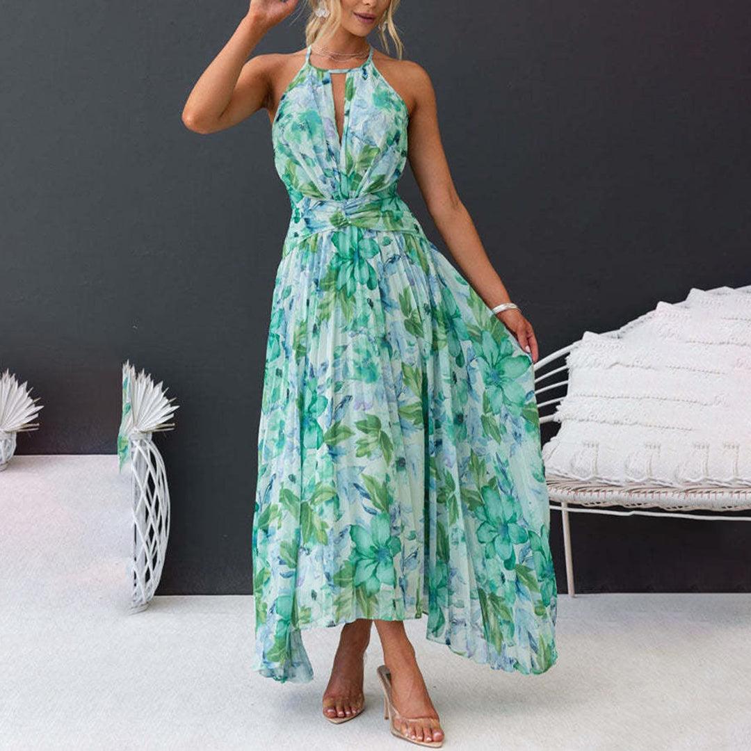 Maxi Jurk met Bloemenprint en Plooien - Dresses - Jurkjes.co