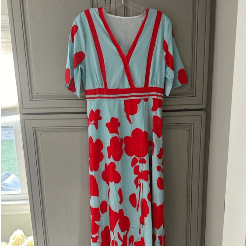 Maxi Jurk met Bloemenprint en V-hals - Dresses - Jurkjes.co