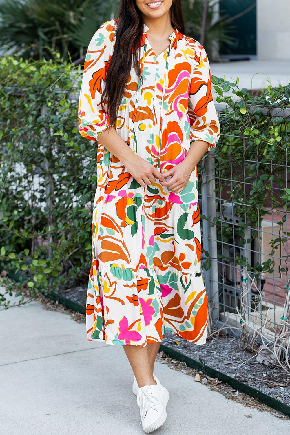 Maxi Jurk met Bloemenprint en V-hals - Maxi Dresses - Jurkjes.co