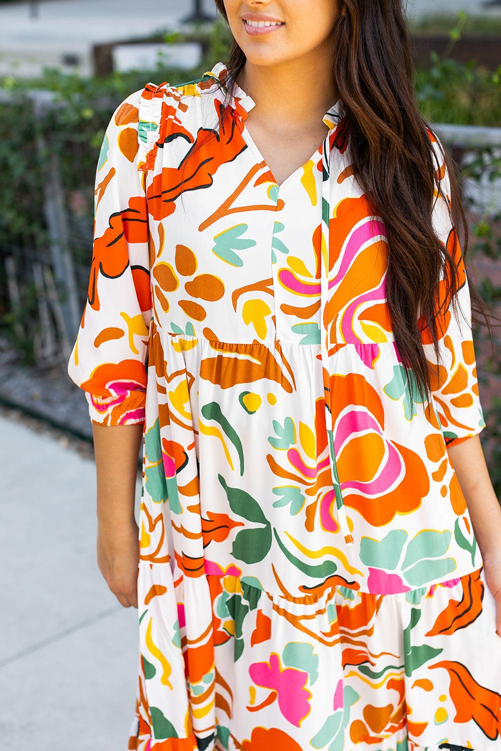 Maxi Jurk met Bloemenprint en V-hals - Maxi Dresses - Jurkjes.co