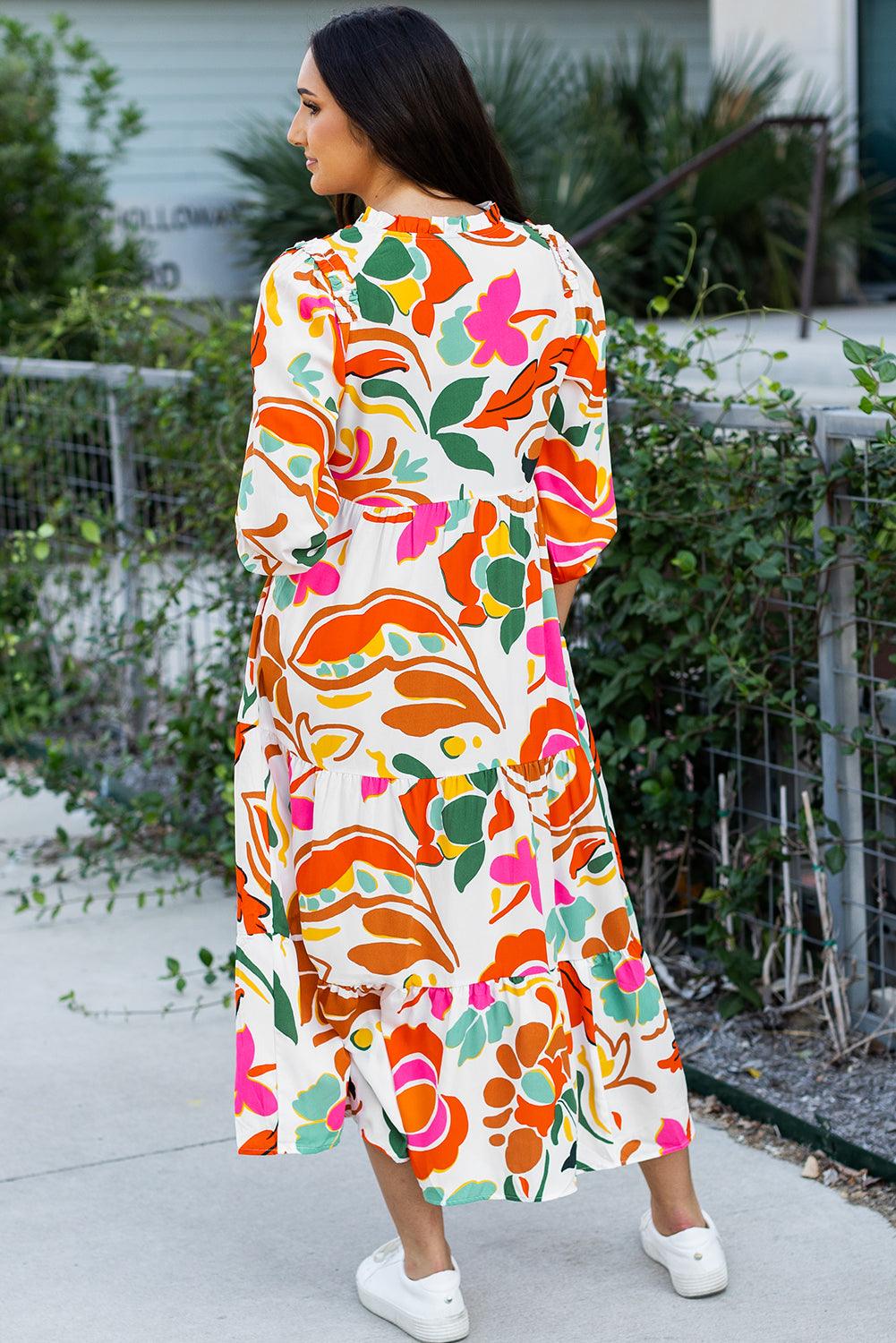 Maxi Jurk met Bloemenprint en V-hals - Maxi Dresses - Jurkjes.co