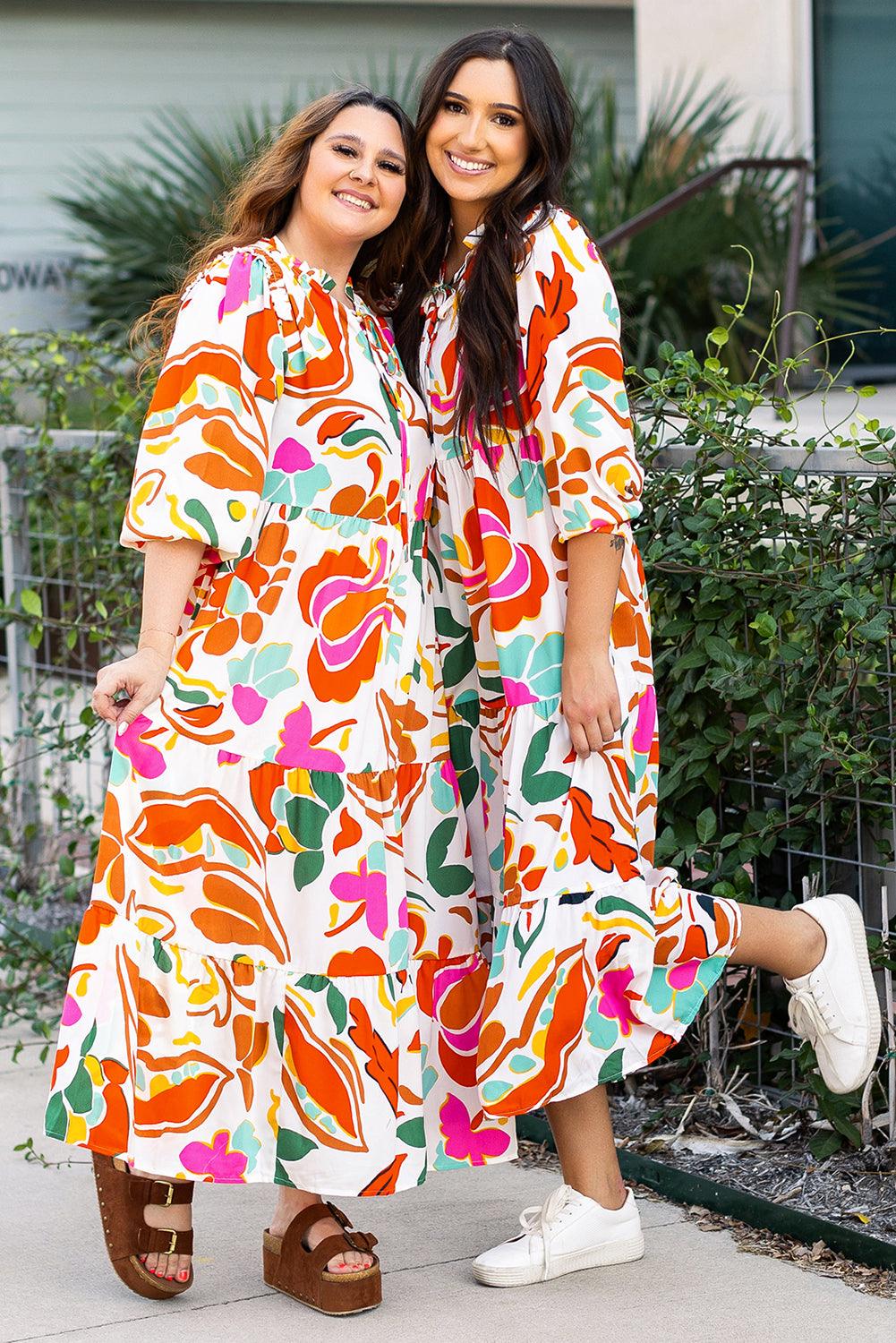 Maxi Jurk met Bloemenprint en V-hals - Maxi Dresses - Jurkjes.co