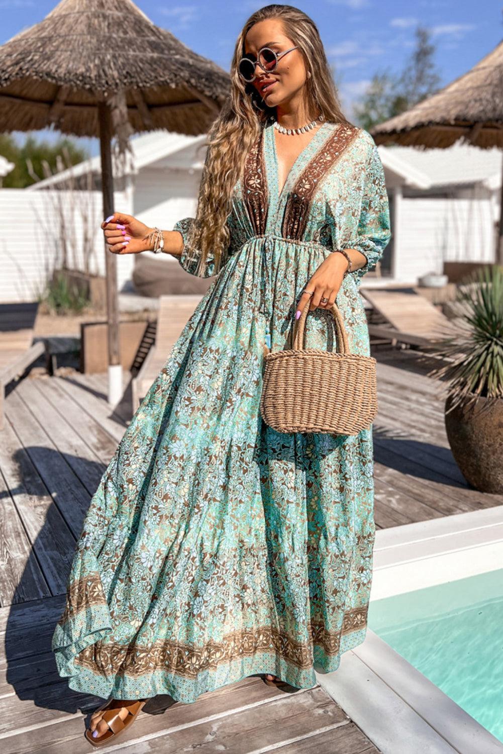 Maxi Jurk met Bohemian Bloemenprint - Floral Dresses - Jurkjes.co