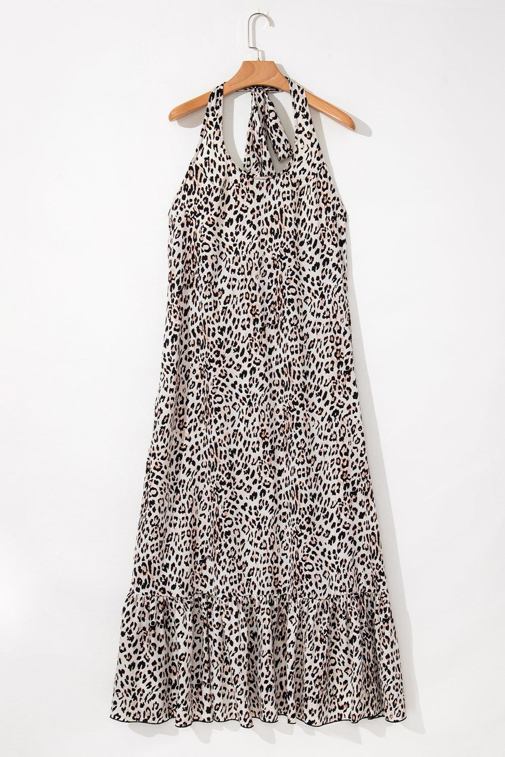 Maxi Jurk met Dierenprint en Halternek - Maxi Dresses - Jurkjes.co