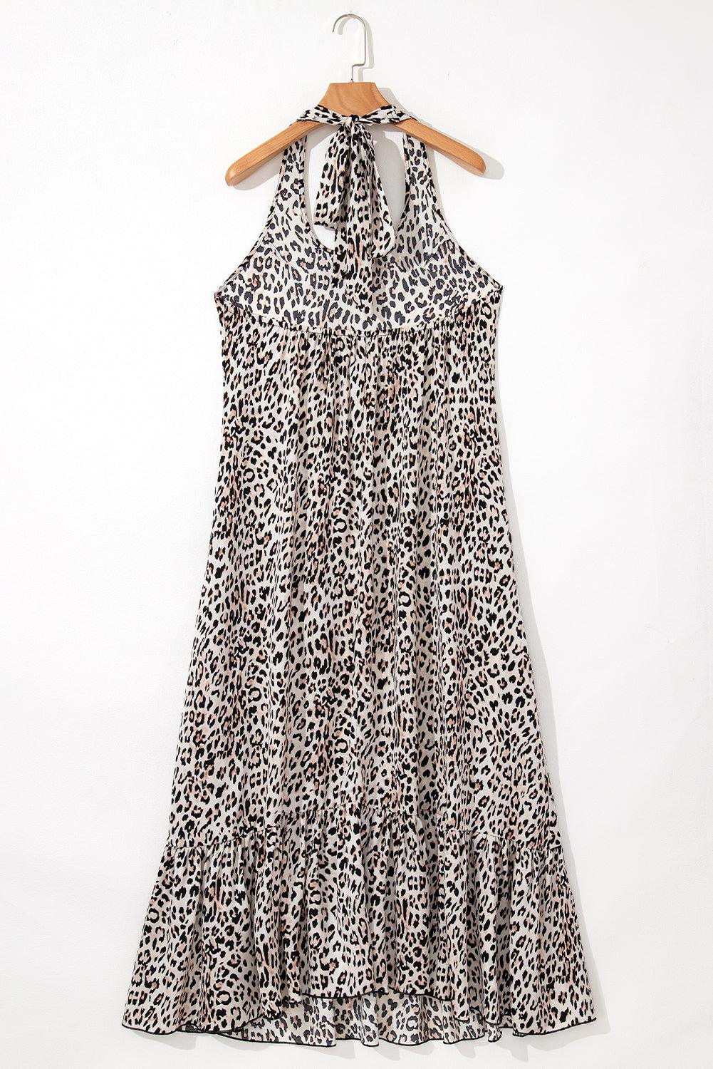 Maxi Jurk met Dierenprint en Halternek - Maxi Dresses - Jurkjes.co