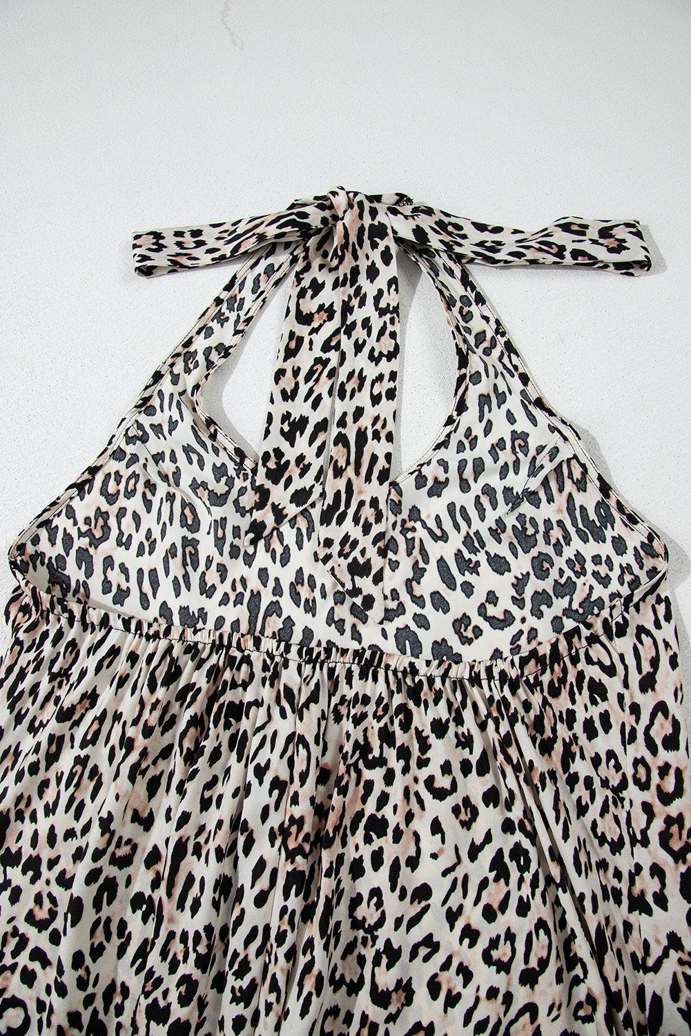 Maxi Jurk met Dierenprint en Halternek - Maxi Dresses - Jurkjes.co