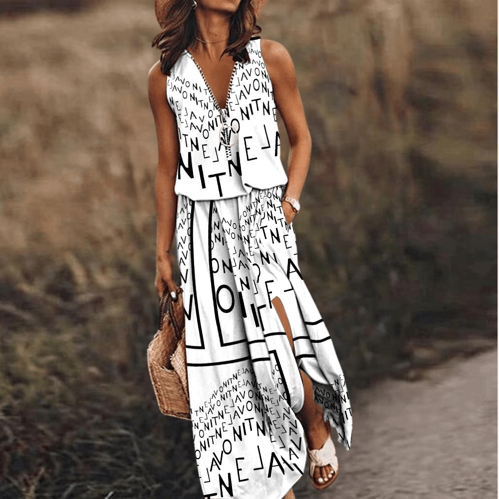 Maxi Jurk met Grafische Print - CB - Dresses - Jurkjes.co