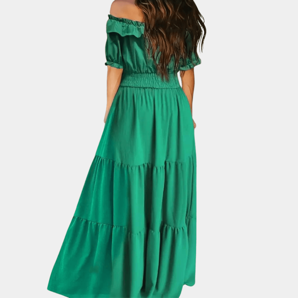 Maxi Jurk met Off Shoulder en Smock - Dresses - Jurkjes.co