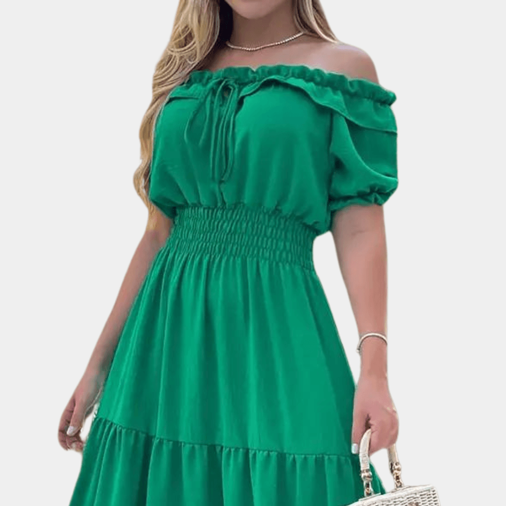 Maxi Jurk met Off Shoulder en Smock - Dresses - Jurkjes.co