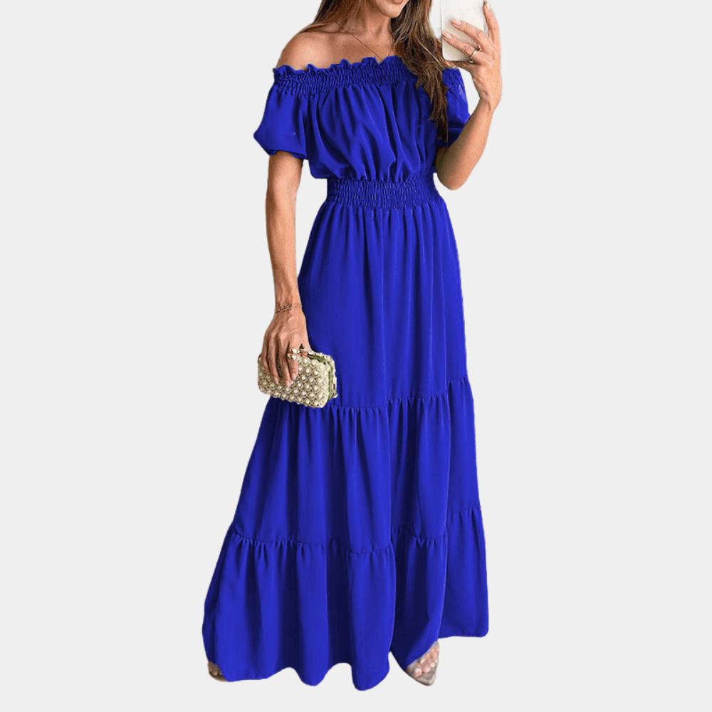 Maxi Jurk met Off Shoulder en Smock - Dresses - Jurkjes.co