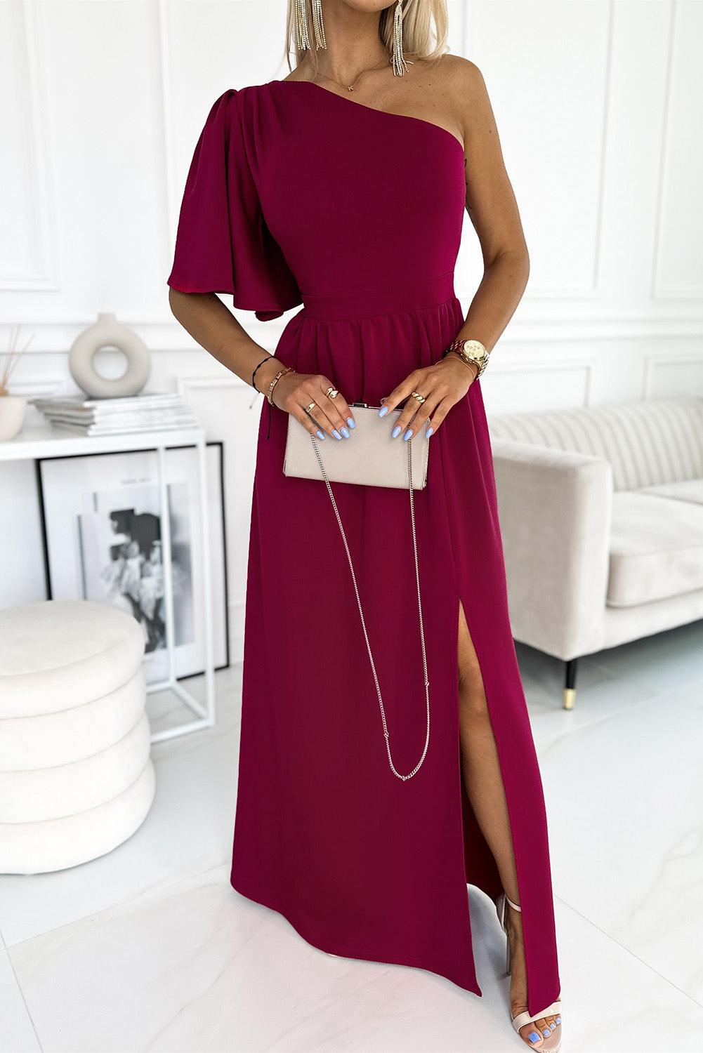 Maxi-Jurk met Ruchemouw en Split - Evening Dresses - Jurkjes.co