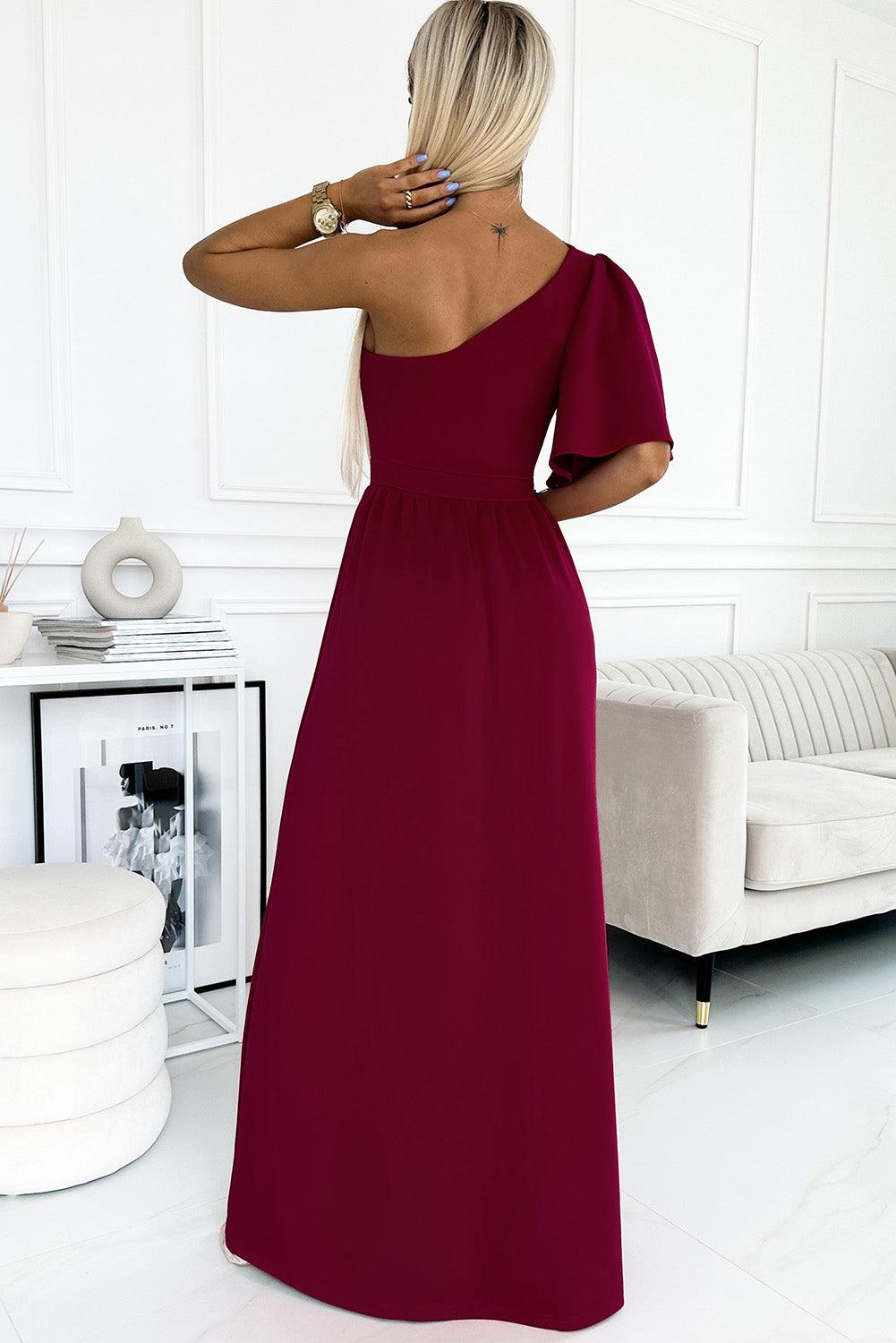 Maxi-Jurk met Ruchemouw en Split - Evening Dresses - Jurkjes.co