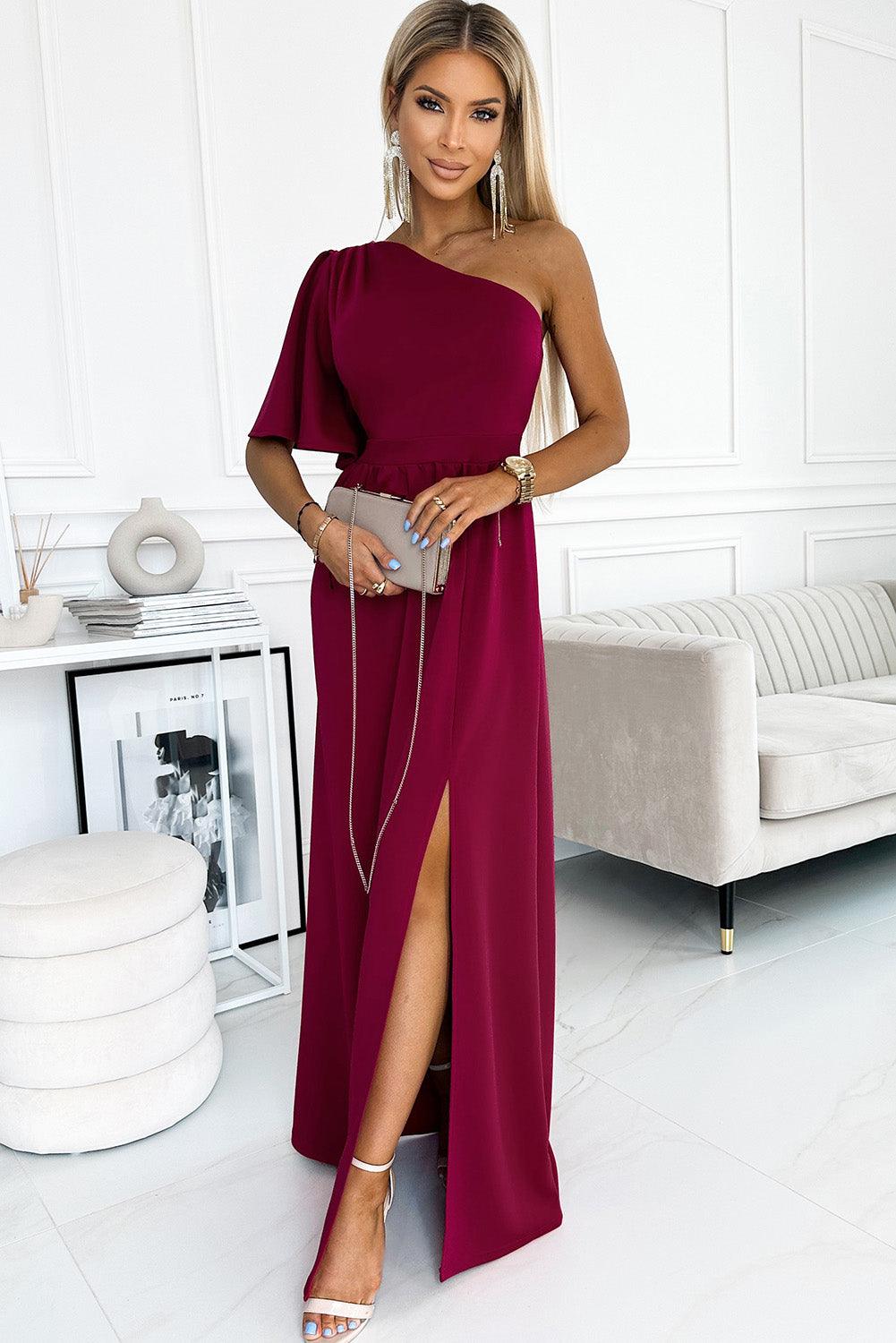 Maxi-Jurk met Ruchemouw en Split - Evening Dresses - Jurkjes.co