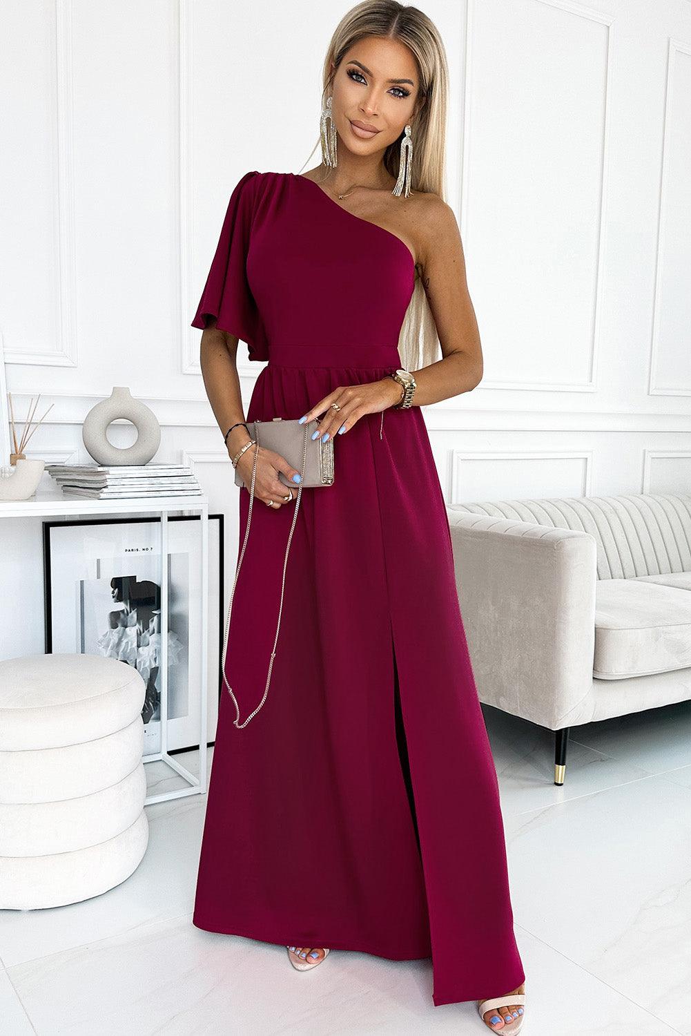 Maxi-Jurk met Ruchemouw en Split - Evening Dresses - Jurkjes.co