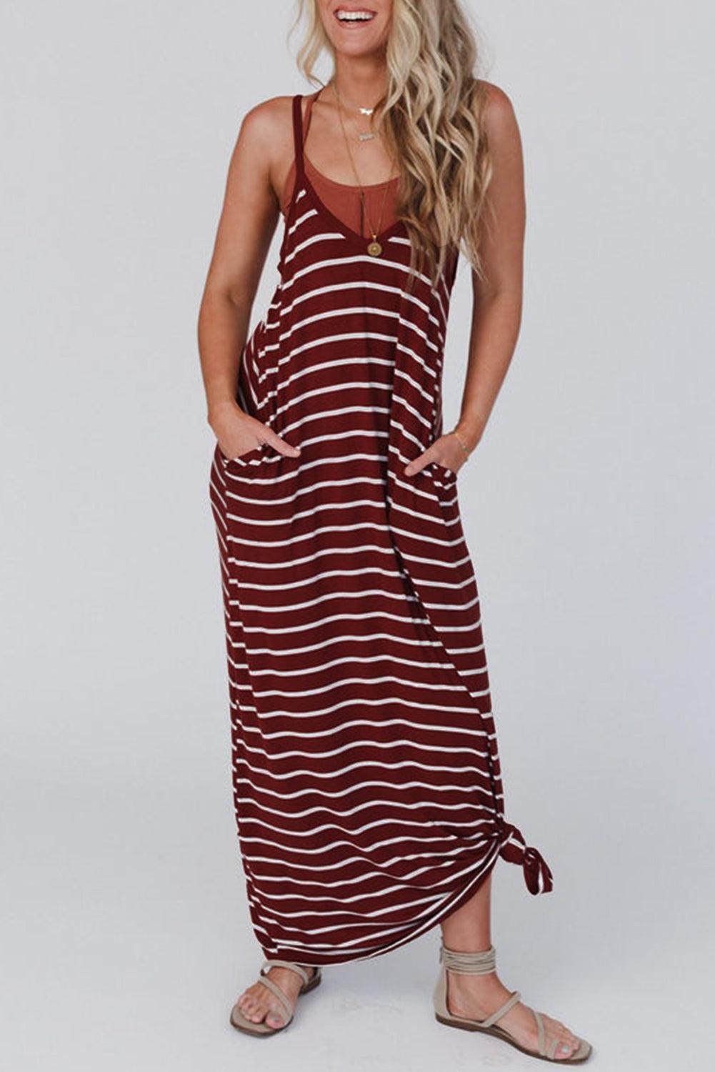 Maxi-jurk met Zijzakken en Spaghettibandjes - Maxi Dresses - Jurkjes.co