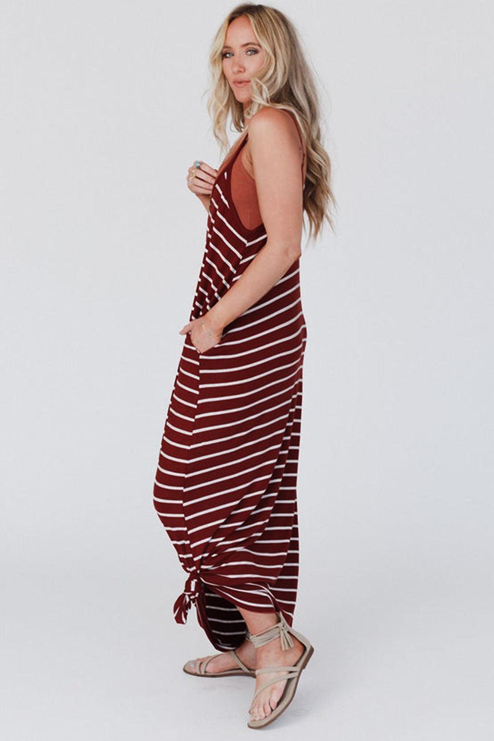 Maxi-jurk met Zijzakken en Spaghettibandjes - Maxi Dresses - Jurkjes.co