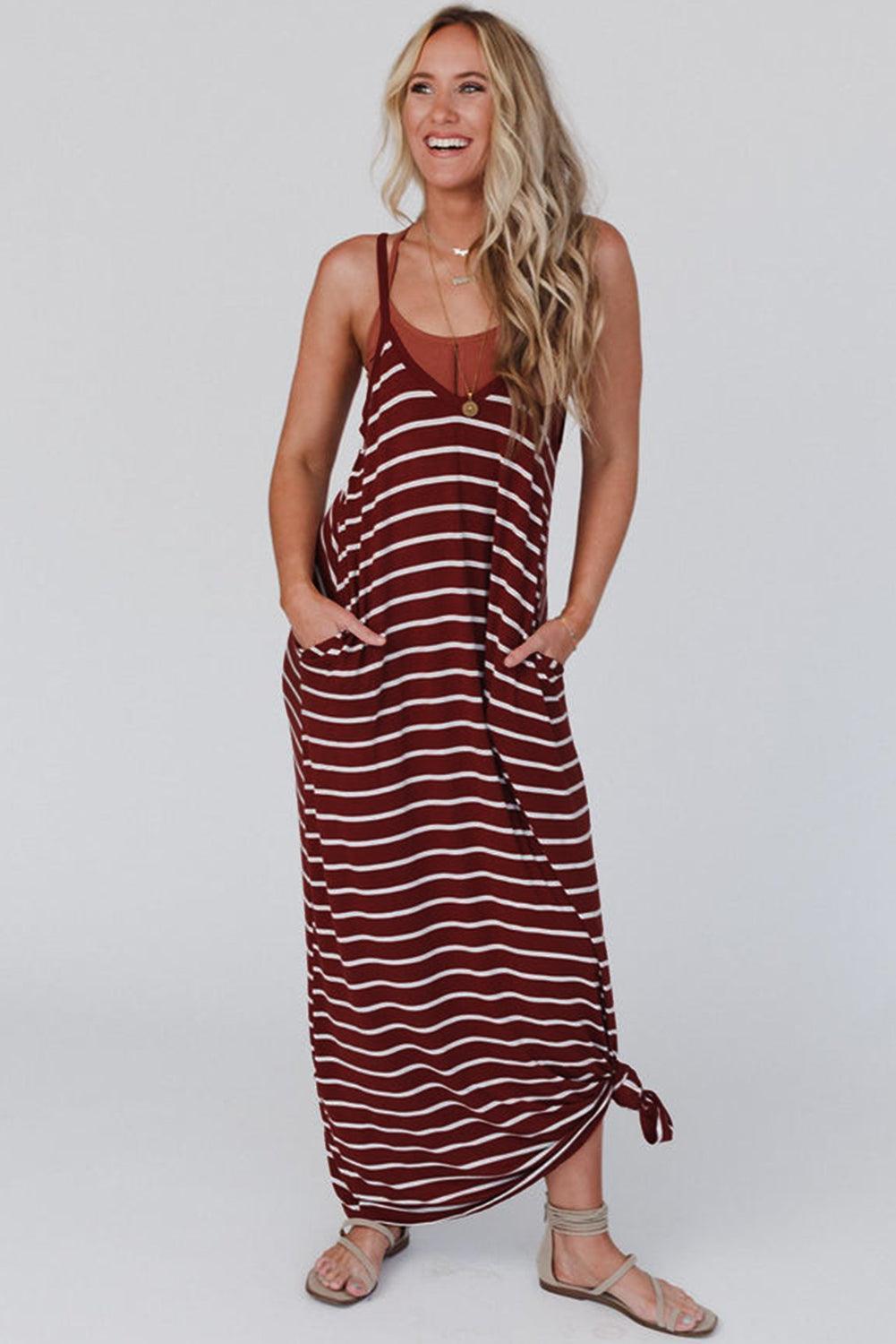 Maxi-jurk met Zijzakken en Spaghettibandjes - Maxi Dresses - Jurkjes.co