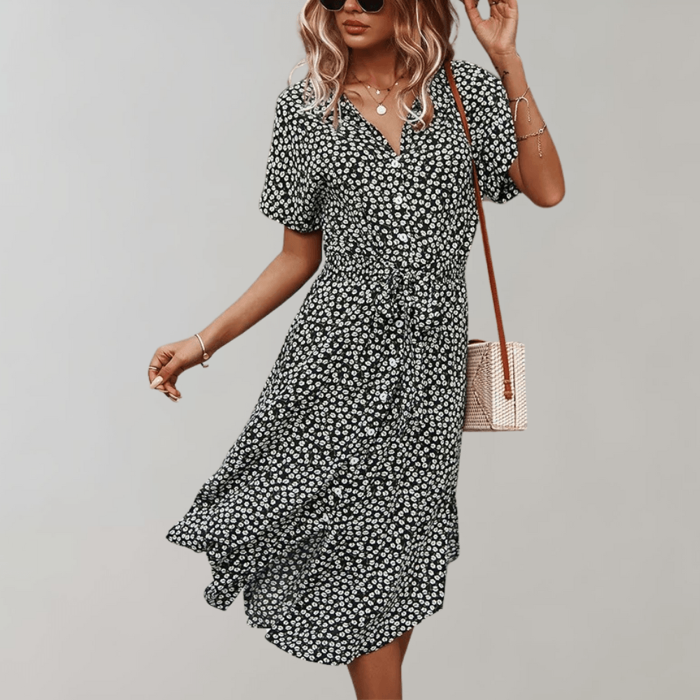 Midi Jurk met Bloemenprint - Dresses - Jurkjes.co