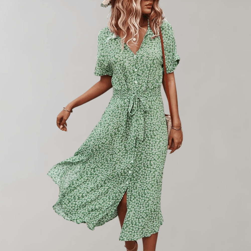 Midi Jurk met Bloemenprint - Dresses - Jurkjes.co