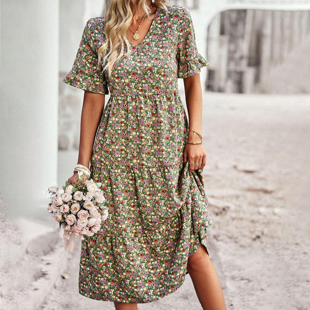 Midi-jurk met Bloemenprint - Dresses - Jurkjes.co