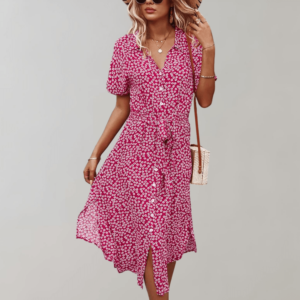 Midi Jurk met Bloemenprint - Dresses - Jurkjes.co