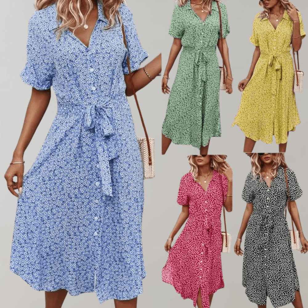 Midi Jurk met Bloemenprint - Dresses - Jurkjes.co