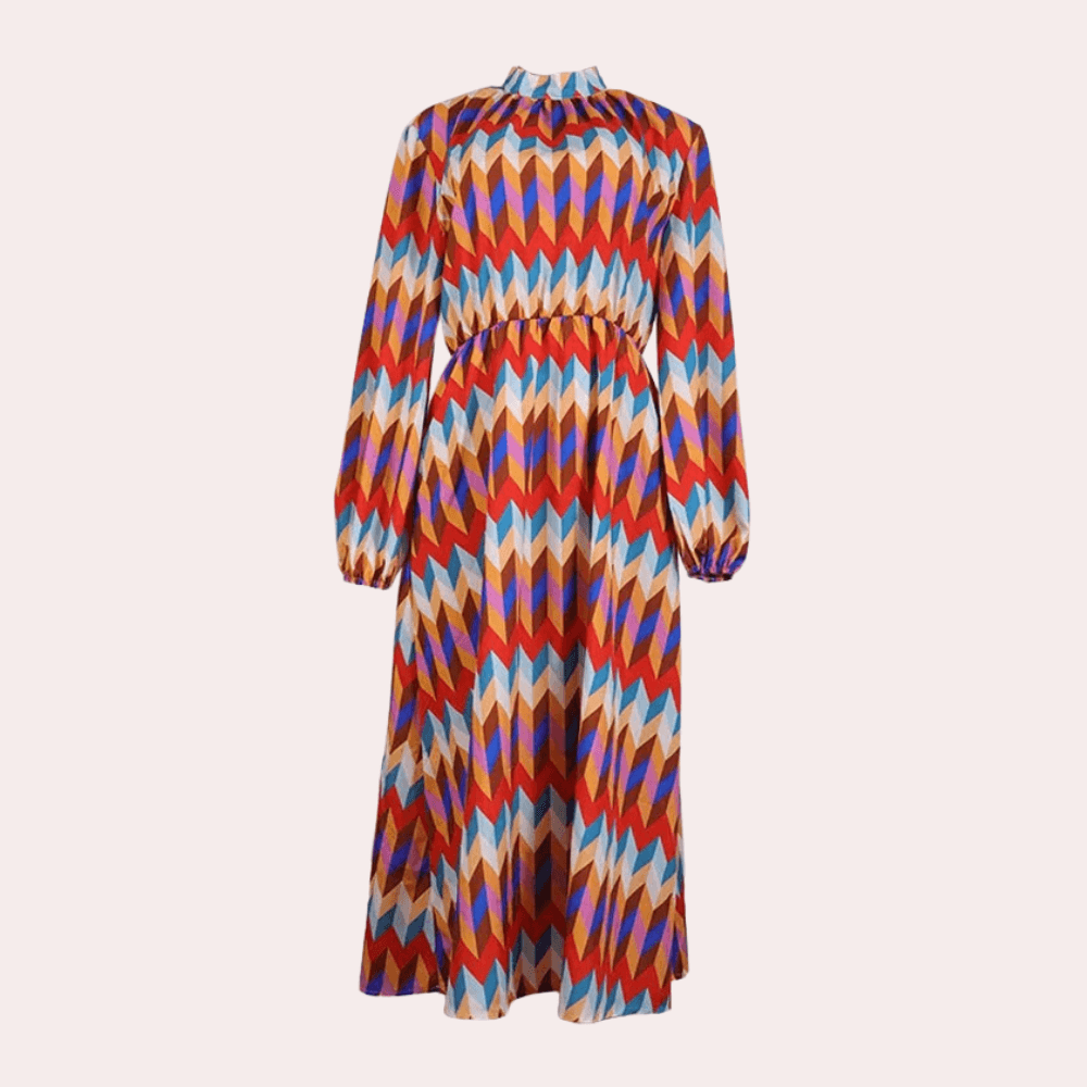 Midi Jurk met Geometrische Print - CB - Dresses - Jurkjes.co