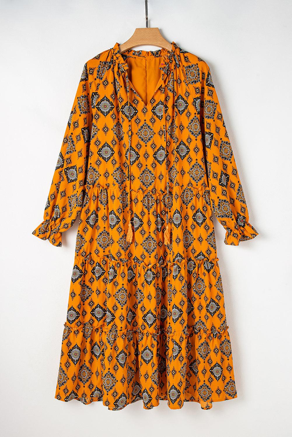 Midi Jurk met Geometrische Print - Midi Dresses - Jurkjes.co