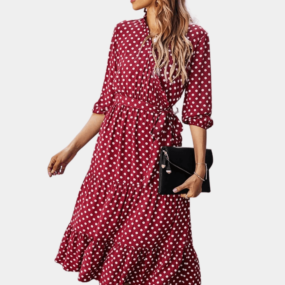 Midi Jurk met Polka Dots - Women Summer Dress - Jurkjes.co